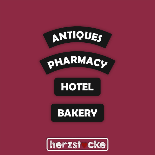 Stamp - Store Signs - Antiques, Pharmacy, Hotel, Bakery
