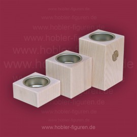 Drei Sockellichter (3 cm, 6 cm, 9 cm) mit Logo