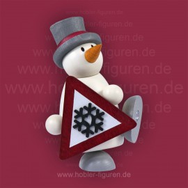 Schneemann Fritz mit Schild