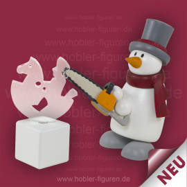 Schneemann Fritz mit Eisskulptur