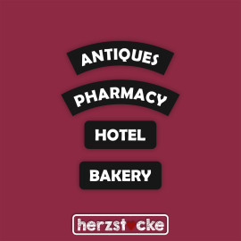 Stamp - Store Signs - Antiques, Pharmacy, Hotel, Bakery